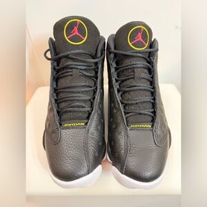 Jordan Black and Yellow Retro 13 Playoffs Men's Shoes